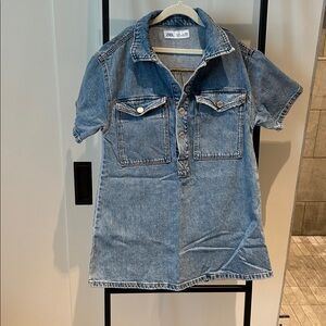 Zara Light Blue Denim Shirt Dress